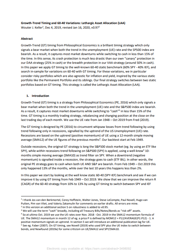 whitepaper: Keller's Lethargic Asset Allocation